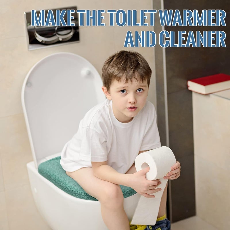 Kingdder 8 Pcs Toilet Seat Cover Washable for Bathroom Elongated Toilet Seat Cushion Pads Soft Stretchable Toilet Seat Warmer Thicker Easy Installation Commode Seat Cover Decors, 8 Colors(Flat) - Image 4